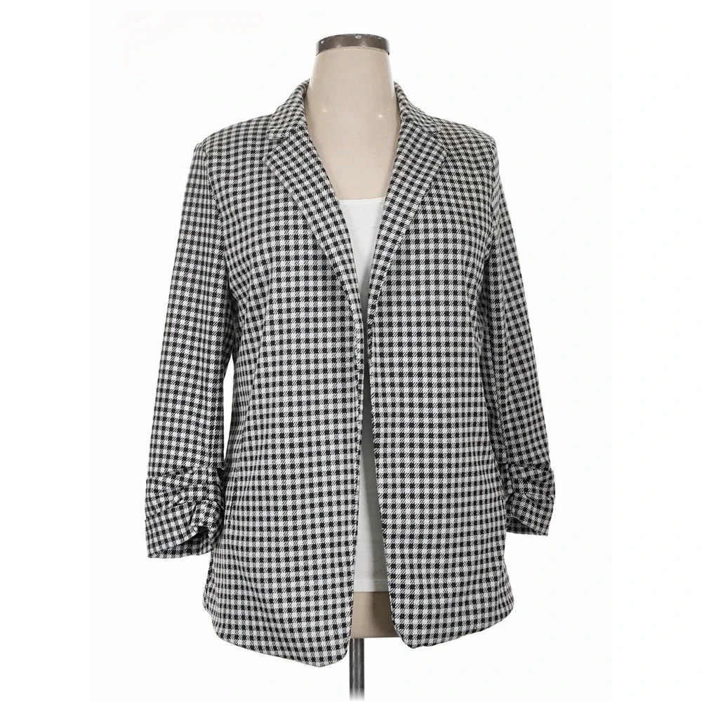 Philosophy‎ Womens Sz Small Blazer Black White Gingham Jacket Office NWT